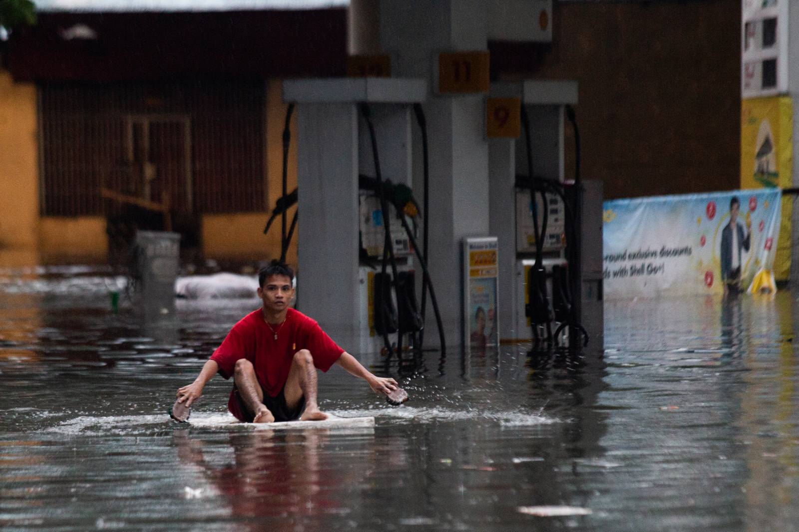 Barangay Santo Domingo in Quezon City is submerged in flood
