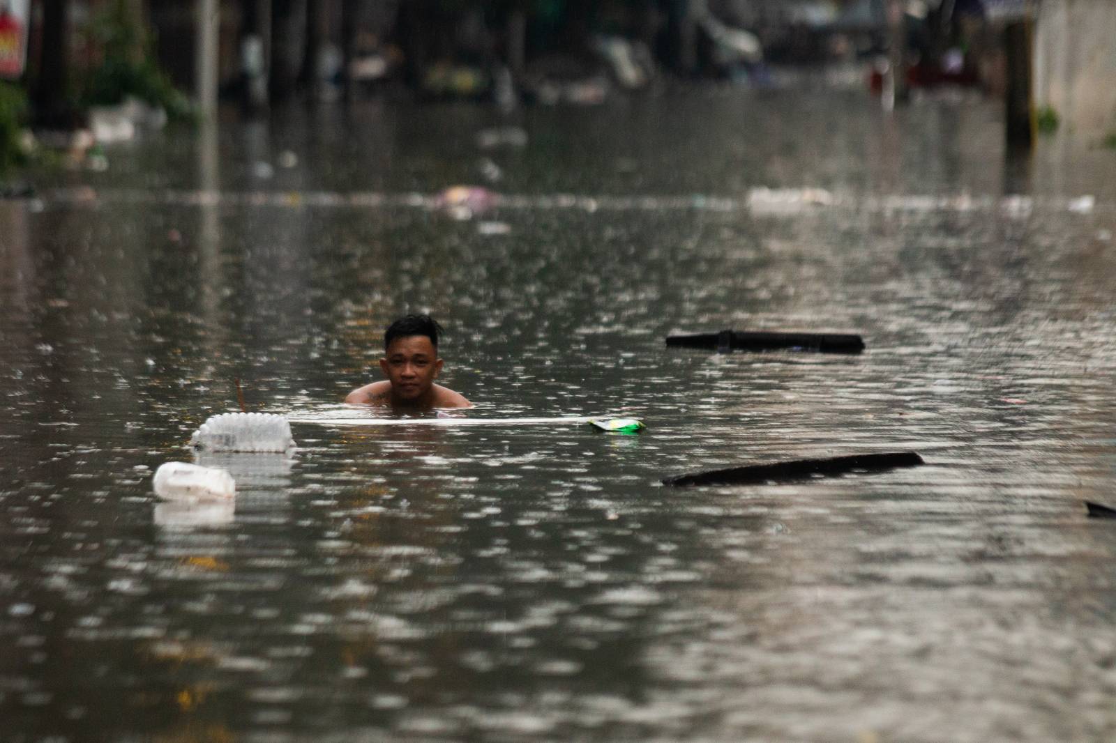 Barangay Santo Domingo in Quezon City is submerged in flood
