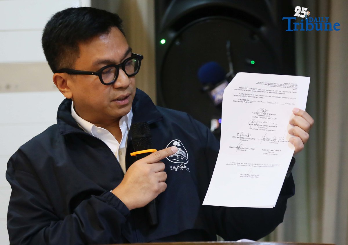 National Police Commission (NAPOLCOM) Commissioner Rafael Vicente Calinisan presents the authentic document to counter alleged fake papers circulating on social media linking former PNP chief Nicanor Torre to an alleged ₱8-billion congressional insertion for the police weapons procurement budget. The press conference was held at the Quezon City Reception House on Monday, September 1, 2025.