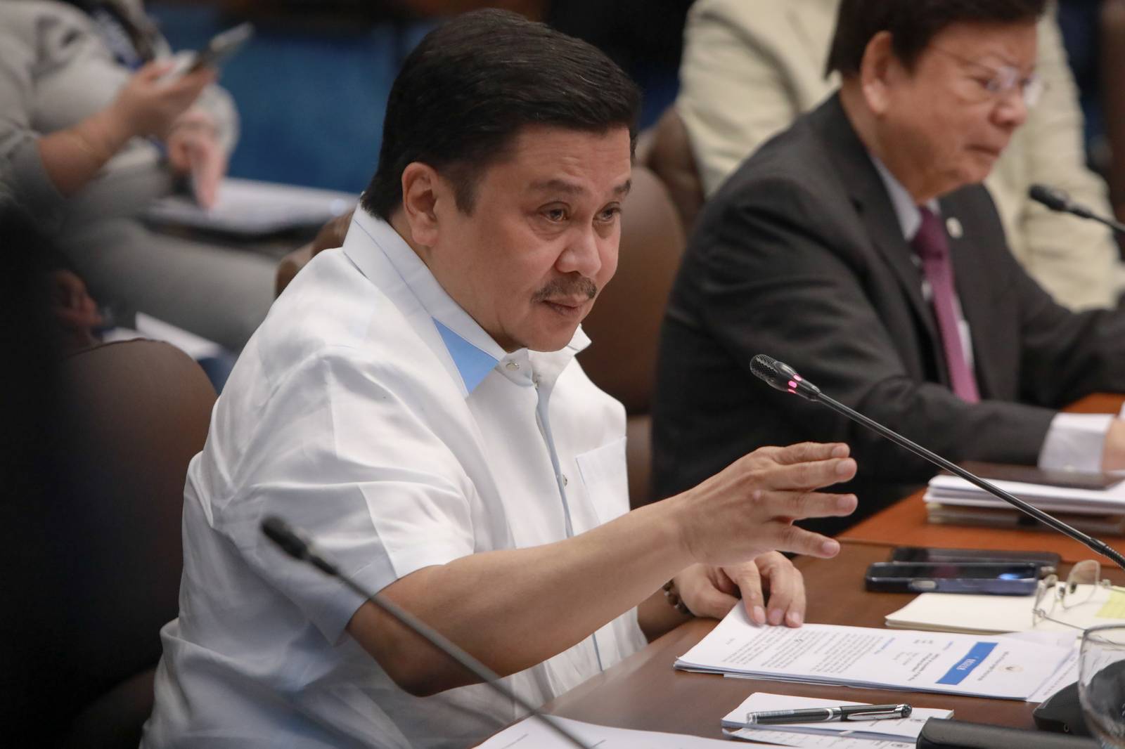 The Senate Blue Ribbon Committee, led by Senator Rodante Marcoleta, held a hearing on alleged ghost flood control projects. Among those in attendance were contractors summoned to respond to questions on the anomalies.