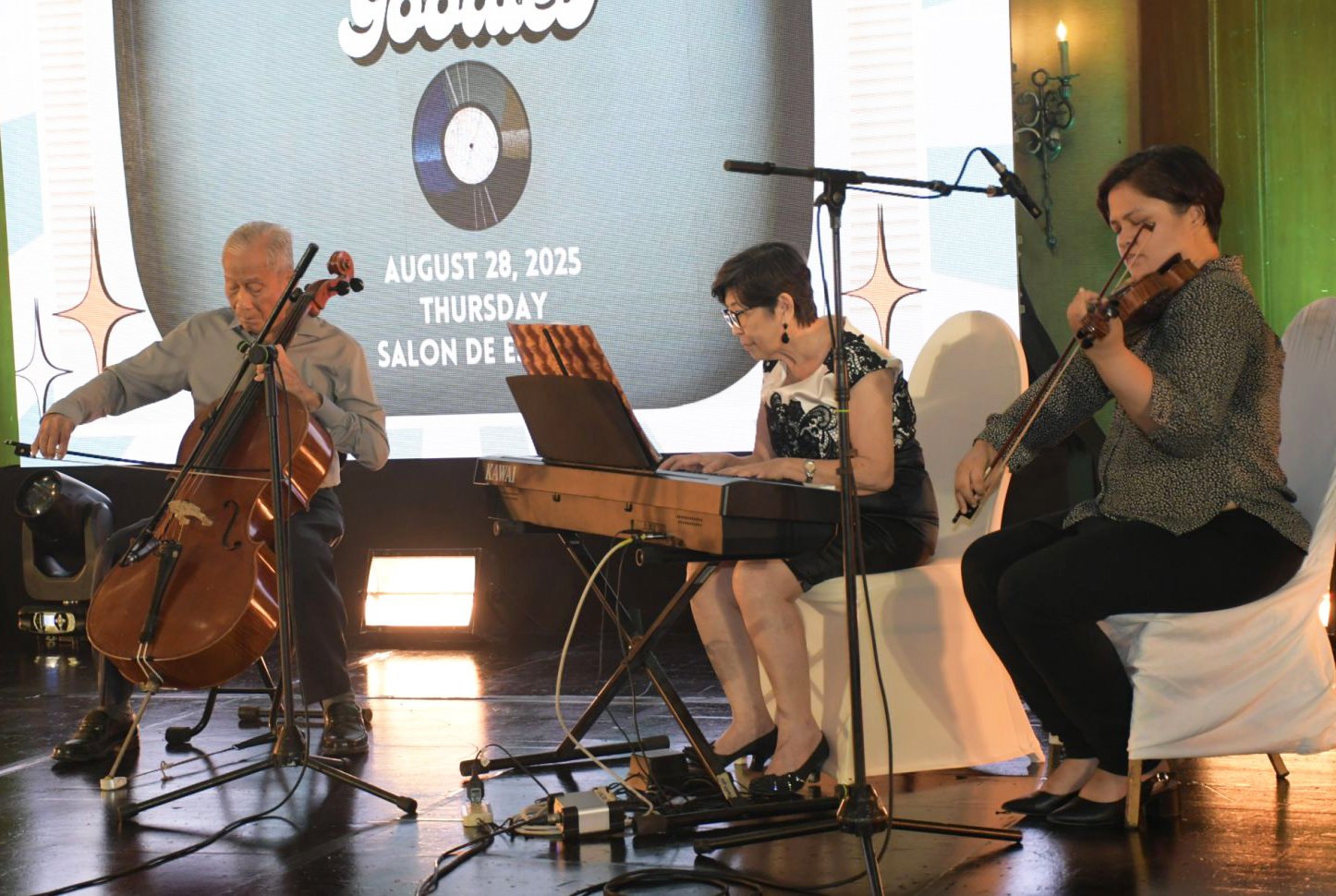 Rene and Joy Kintanar with violinist Leanne Sala.