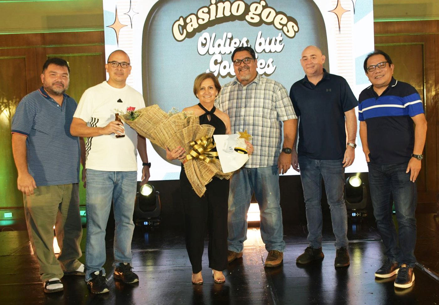 Honey Jarque Loop (center) with the Casino Espanol Board of Directors, Manol Larrañaga, president Louie Moro, Edmond Porter, Javi Sala and Dino Diez.