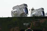 Laser weapons are seen during a military parade marking the 80th anniversary of victory over Japan and the end of World War II, in Beijing’s Tiananmen Square on September 3, 2025.
