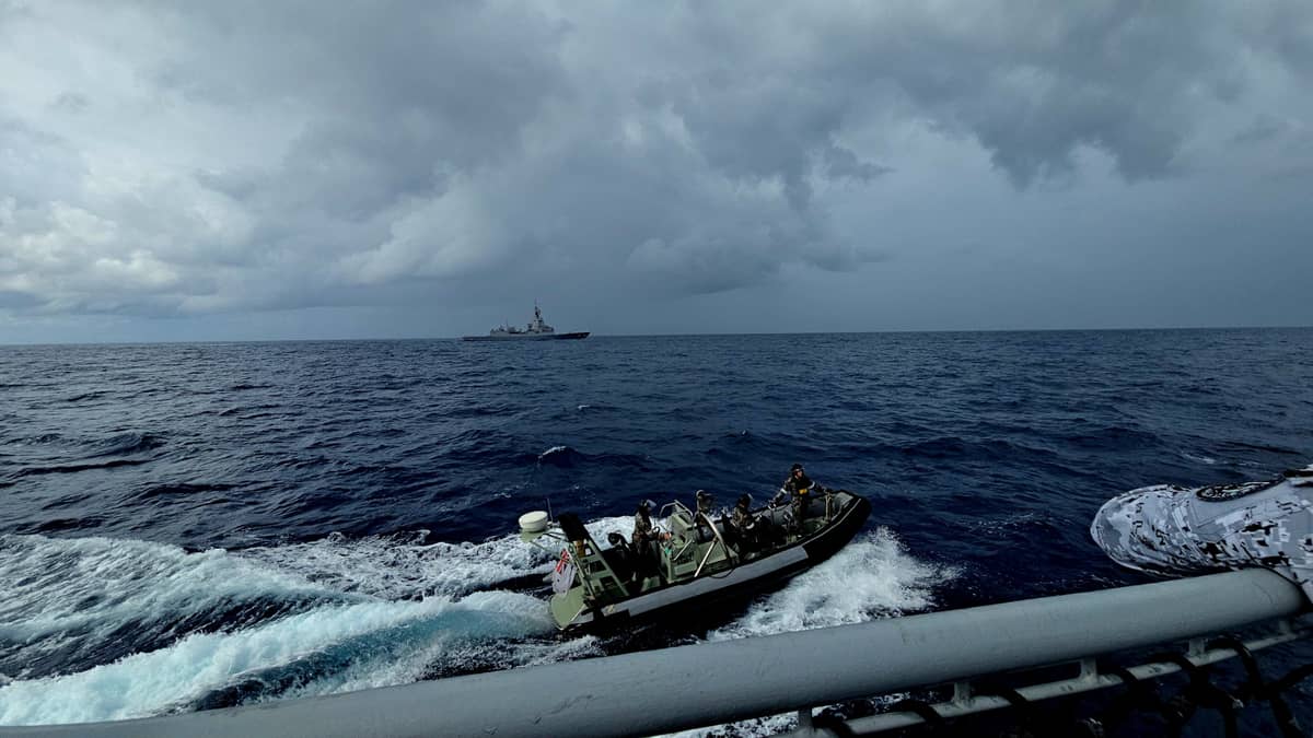 Personnel exchange exercise using rigid-hull inflatable boats (RHIBs). (Photo by Lade Kabagani)
