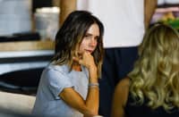 British fashion designer and singer Victoria Beckham attends the Major League Soccer (MLS) Cup Eastern Conference semifinal first leg football match between Inter Miami CF and Atlanta United FC at Chase Stadium in Fort Lauderdale, Florida, on October 25, 2024.