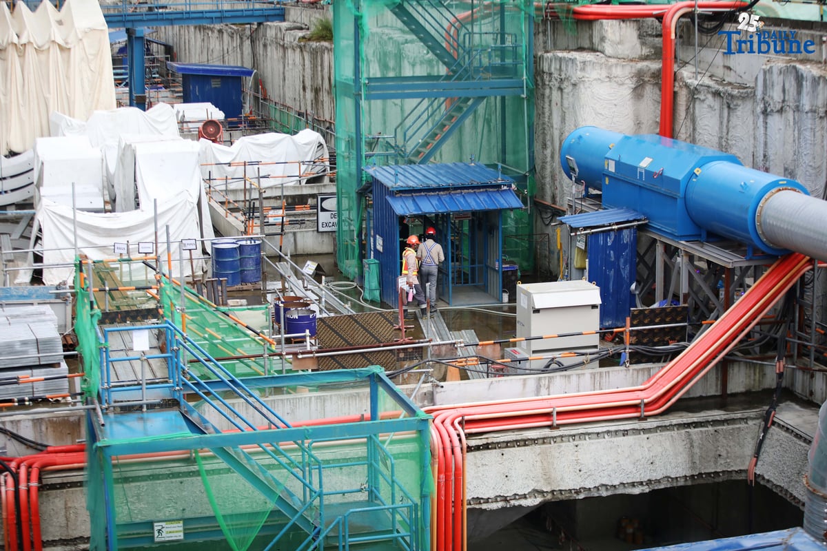 Ongoing construction at the Camp Aguinaldo Station of the Metro Manila Subway Project in Quezon City. Newly appointed Acting Transportation Secretary Giovanni Lopez said Wednesday that the P488.5-billion project is targeted for completion by 2032. He added that the entire subway line will be under construction by November, with remaining segments to be awarded to contractors before year-end.