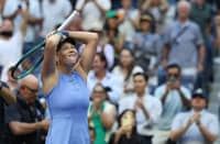 AMANDA Anisimova reacts after beating Iga Swiatek, 6-4, 6-3, to book a semifinal duel against Naomi Osaka in the US Open women’s singles event.