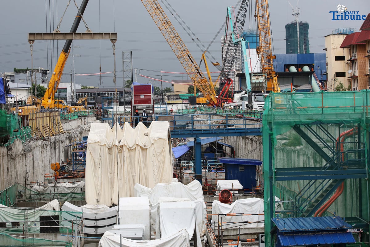 Ongoing construction at the Camp Aguinaldo Station of the Metro Manila Subway Project in Quezon City. Newly appointed Acting Transportation Secretary Giovanni Lopez said Wednesday that the P488.5-billion project is targeted for completion by 2032. He added that the entire subway line will be under construction by November, with remaining segments to be awarded to contractors before year-end.