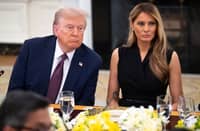 US President Donald Trump and First Lady Melania Trump host tech leaders for a dinner in the State Dining Room of the White House in Washington, DC, on September 4, 2025.