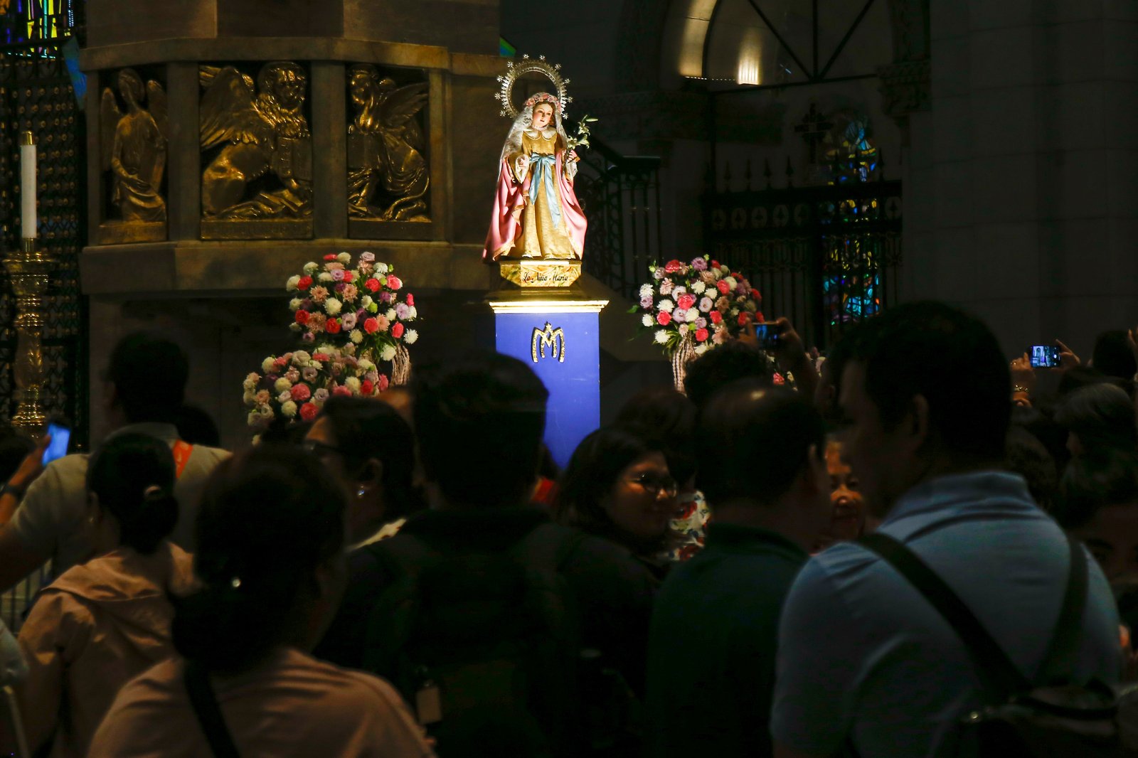 Catholic devotees gather for a mass at the Manila Cathedral as they celebrate the Feast of the Nativity of the Blessed Virgin Mary on 8 September 2025.