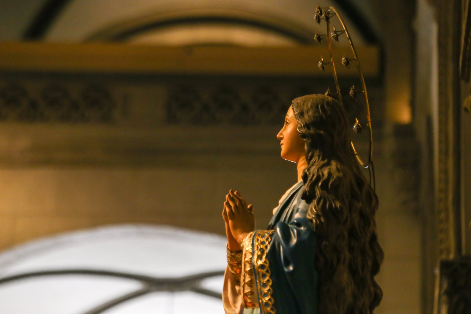 Catholic devotees gather for a mass at the Manila Cathedral as they celebrate the Feast of the Nativity of the Blessed Virgin Mary on 8 September 2025.