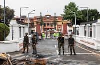 PROTESTERS in Kathmandu set fires outside government buildings as Nepal’s political crisis deepens following Prime Minister KP Oli’s resignation.