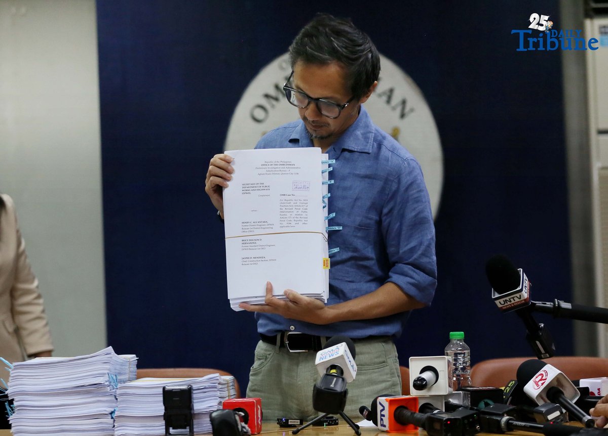 On Thursday, September 11, 2025, Department of Public Works and Highways Secretary Vince Dizon filed cases against 25 individuals and four contractors for violations of the Anti-Graft and Corrupt Practices Act, the Government Procurement Reform Act, and malversation through falsification of public documents. The charges are in connection with anomalous flood control projects and were filed before the Office of the Ombudsman in Quezon City.