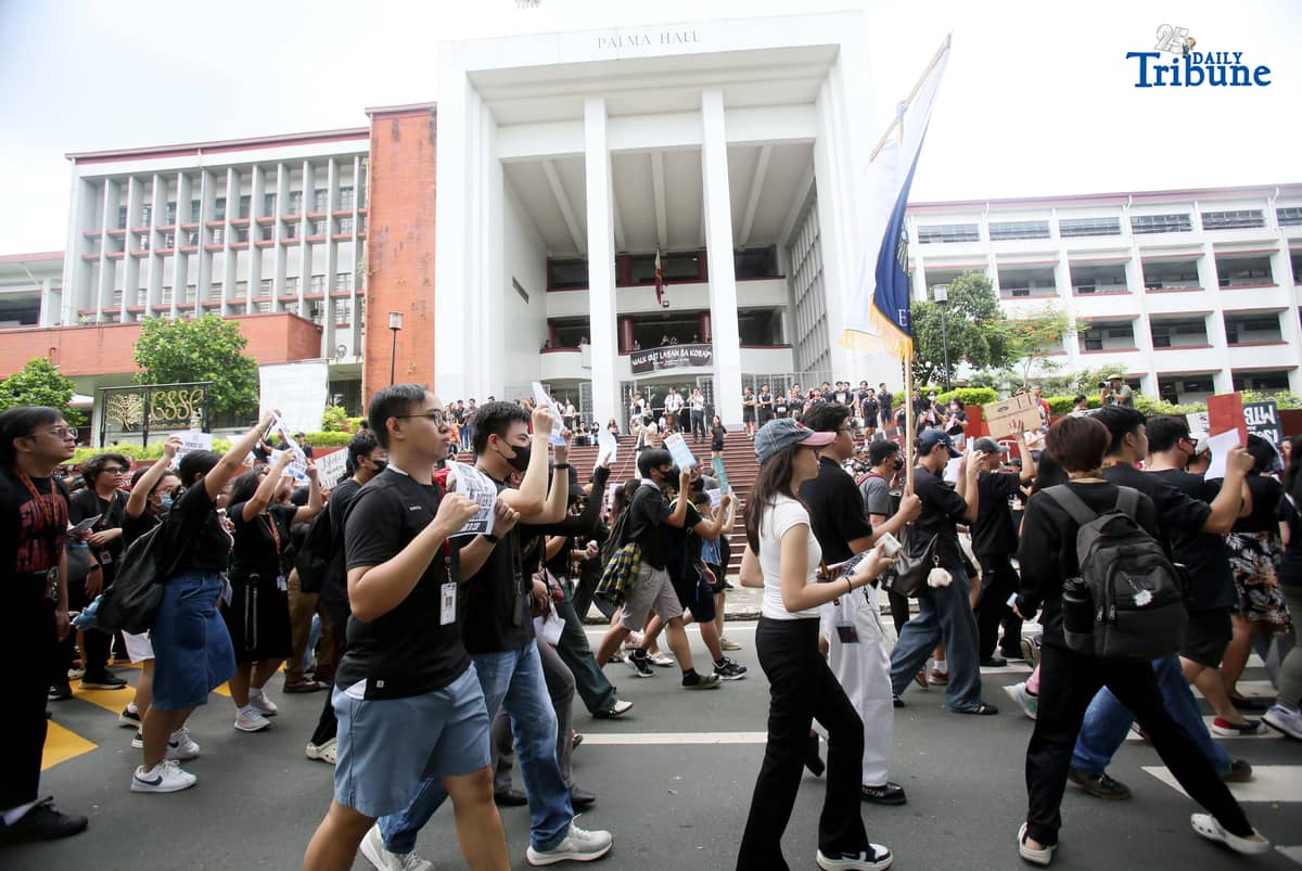 (September 12, 2025) Thousands of college students and youth groups staged a Black Friday walkout at the University of the Philippines Diliman in Quezon City to protest alleged government corruption in infrastructure projects and demand increased funding for higher education amid budget cuts and stalled developments. Photo by Analy Labor.