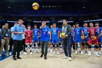 PRESIDENT Ferdinand ‘Bongbong’ Marcos Jr. kicks off the country’s hosting of the FIVB Volleyball Men’s World Championship with the ceremonial serve yesterday at the Mall of Asia Arena.