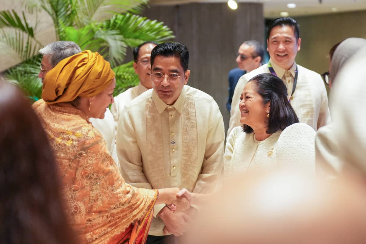 First Lady Liza Araneta-Marcos warmly greets champions of women, peace and security during the country hosting of the International Conference on Women Peace and Security, co-organized by DBM Secretary Amenah Pangandaman, on 28 to 30 October 2024.