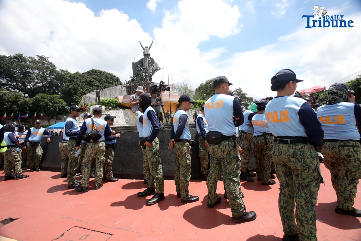 (September 13 2025) Quezon City Police District QCPD heavily guarded at the People Power Monument to manage and maintain peace during the Militant group rally on Saturday September 13 2025. Photo/Analy Labor