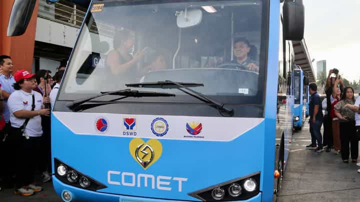With its revival, commuters are having a nostalgic time as they try to ride the Love Bus 'Libreng Sakay' program during its launch at the Valenzuela Gateway Complex in Valenzuela City. The initiative aims to provide free transportation to commuters as part of the government’s efforts to ease travel costs and improve public mobility.