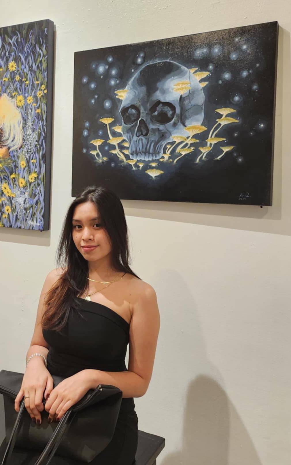 Kirsten Dava with her artwork.