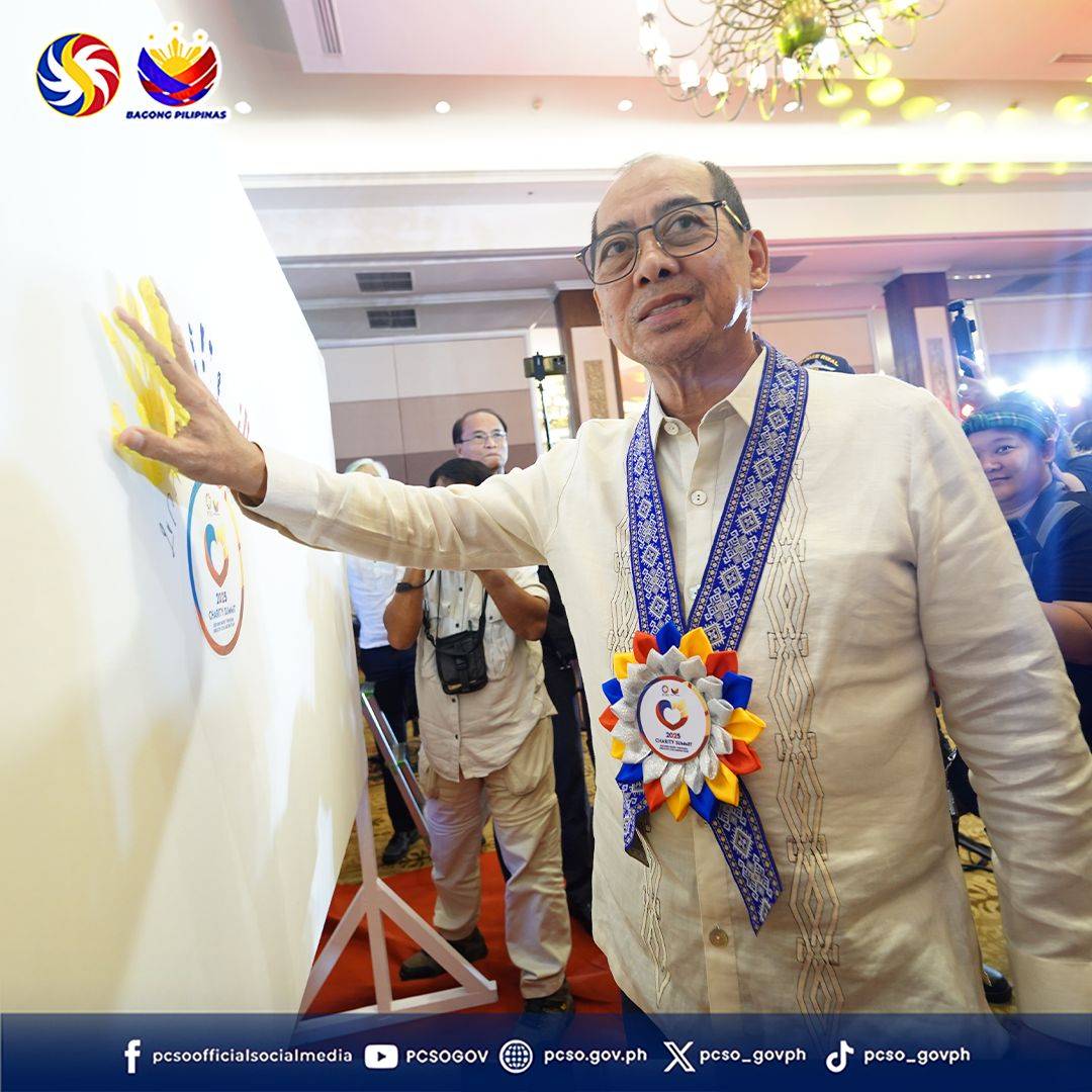To cap the first half of the 2025 PCSO Charity Summit, PCSO chairperson Felix Reyes pressed his handprint on the Commitment Wall, symbolizing the agency’s mission to broaden its reach and strengthen charity efforts for underserved Filipinos.