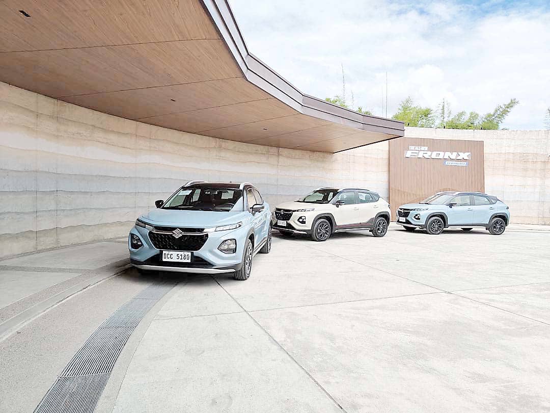THREE units of the all-new Suzuki Fronx are lined up at the launch venue as they give guests a look at the different variants and color options available in the Philippine market.