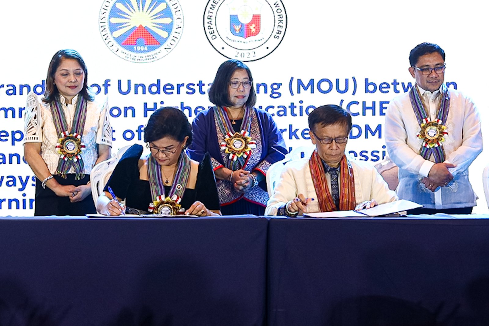 Commission on Higher Education (CHED) Chairperson Dr. Shirley Agrupis signs ACHIEVE partnership agreements with national agencies, including TESDA Secretary Kiko Benitez, Labor Secretary Bienvenido Laguesma, Migrant Workers Secretary Hans Leo Cacdac, and Commission on Human Rights Commissioner Monina Zenarosa, during the "Converge to ACHIEVE: The Higher Education Summit" at the Manila Hotel on Monday, 15 September 2025.

The event also marked Agrupis’ first 100 days as CHED chairperson. The agreements aim to improve and strengthen the country’s education system.