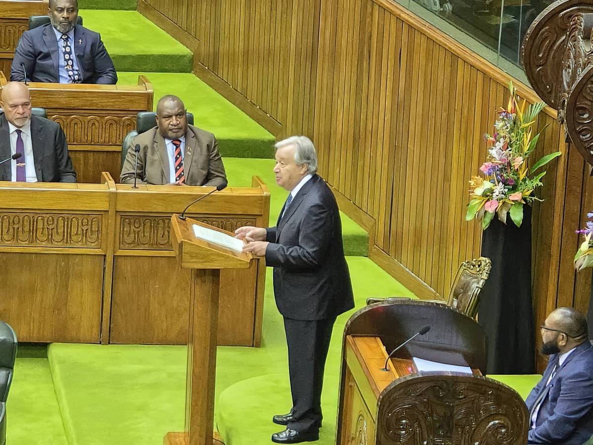 UN Secretary-General António Guterres addressing Papua New Guinea’s national parliament recently.