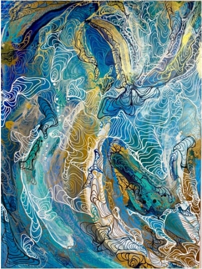 ‘SONORIA,’ acrylic and ink on canvas, 48” x 36”, 2025.