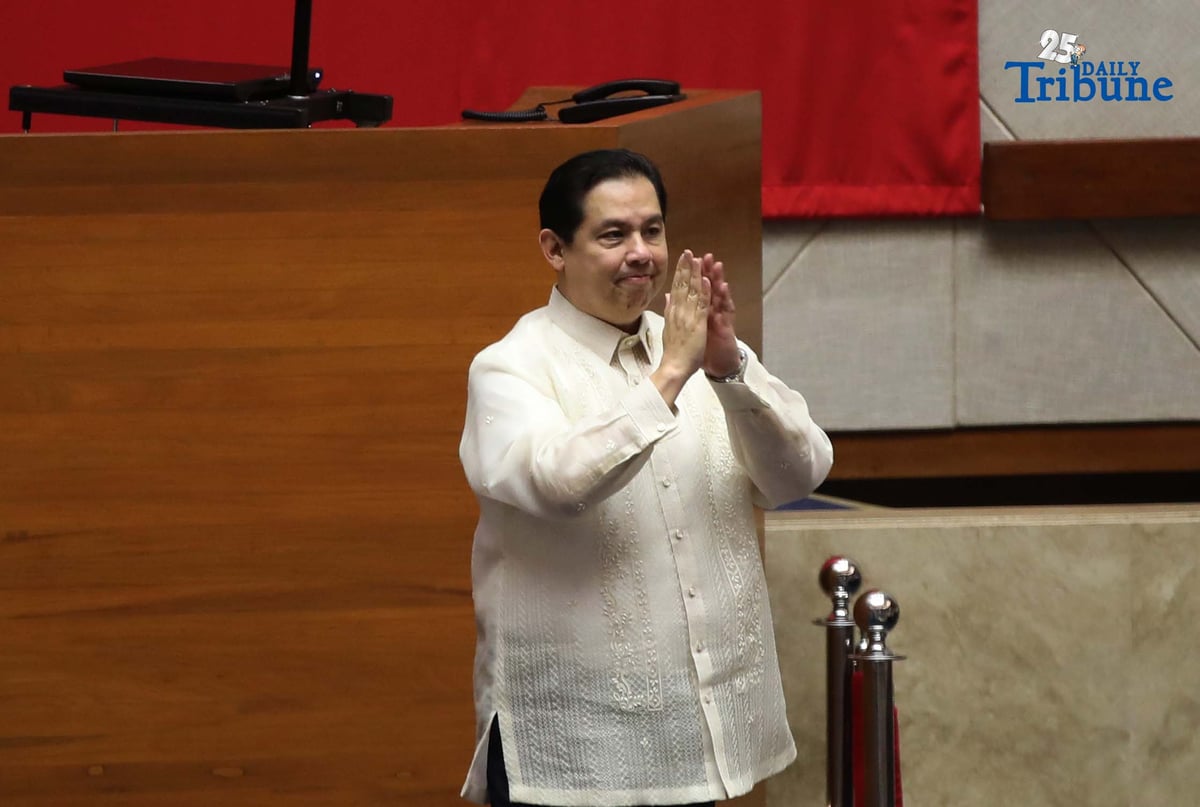 (September 17 2025) Speaker Martin Romualdez bids farewell before his fellow lawmakers at the House of Representatives in Quezon City on Wednesday, September 17, 2025, after he step down as a speaker of house of representatives. Photo/Analy Labor