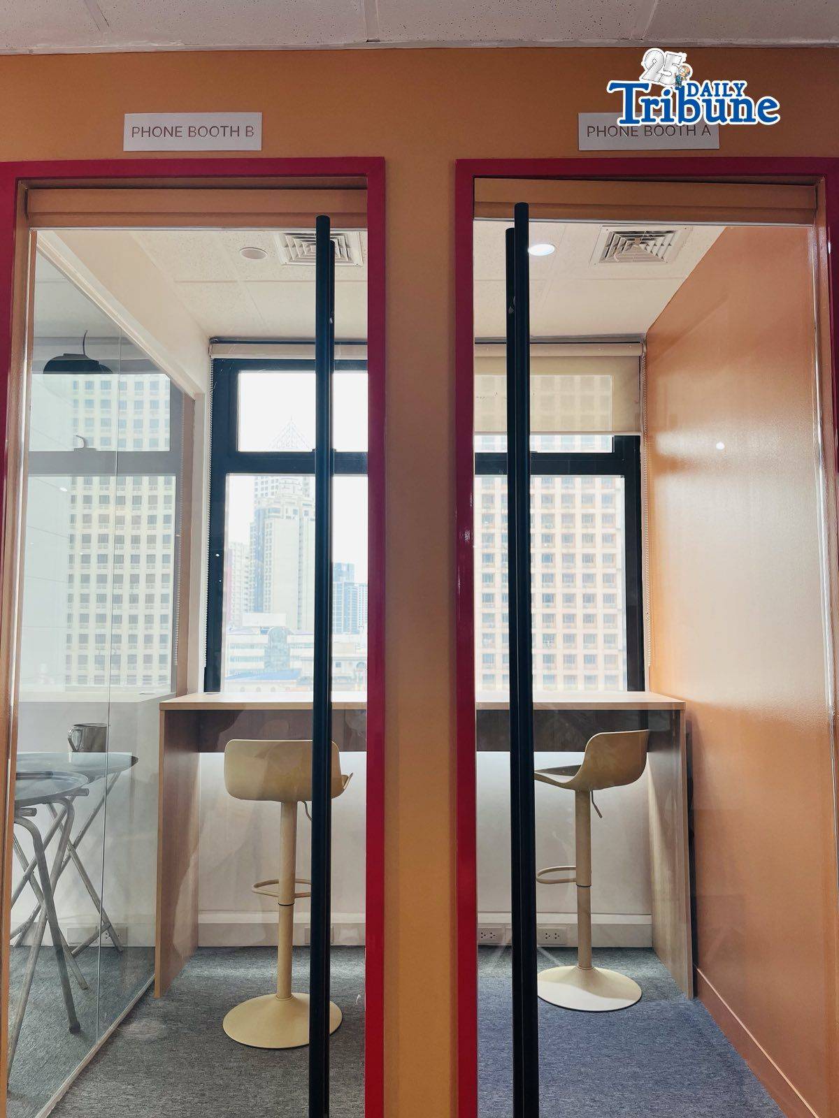 Phone booths.