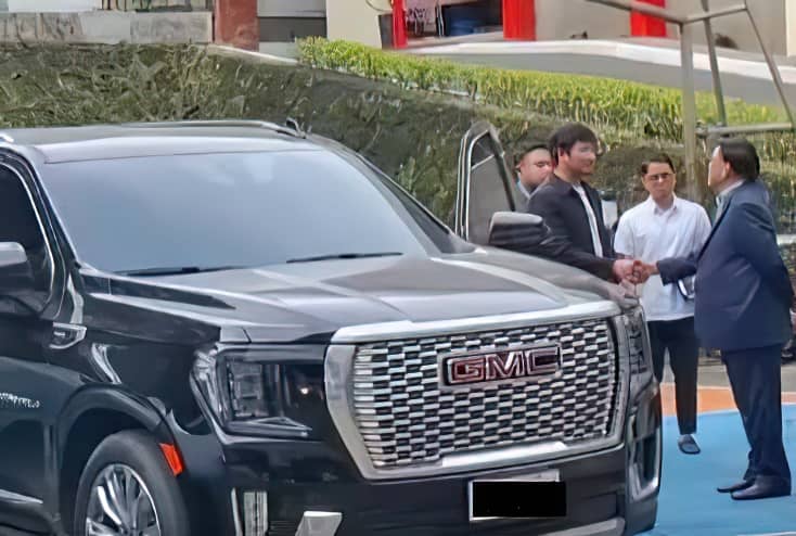 Angling for approval Former Department of Public Works and Highways Bulacan 1st District Assistant Engineer Brice Ericson Hernandez surrenders a luxury vehicle to the Independent Commission for Infrastructure in Bonifacio Global City, Taguig, on 19 September.