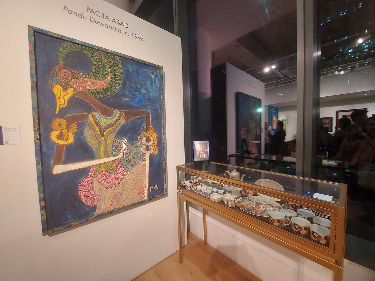 Pacita Abad Wayang-themed porcelain set and painting.