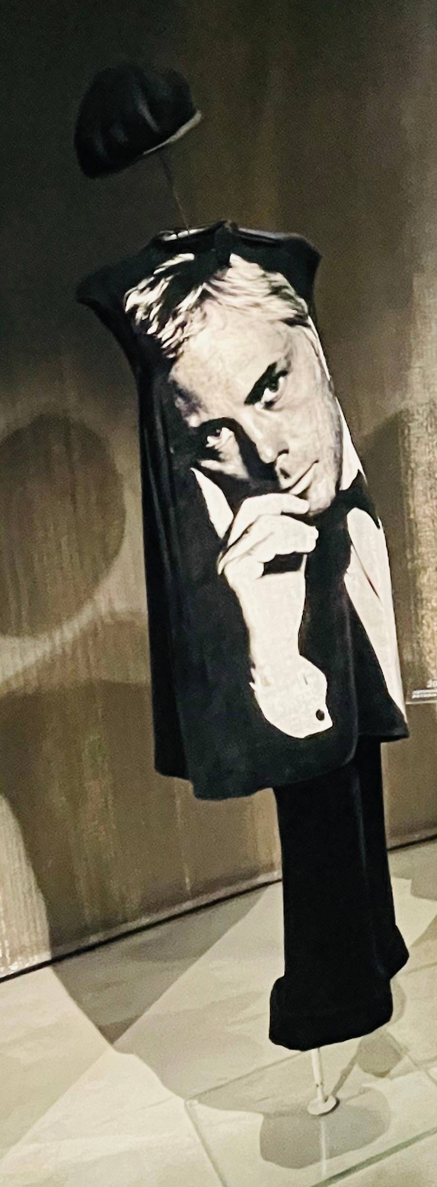 Armani’s ‘self-portrait’ printed in a dress in Armani Silos in Milan, Italy.