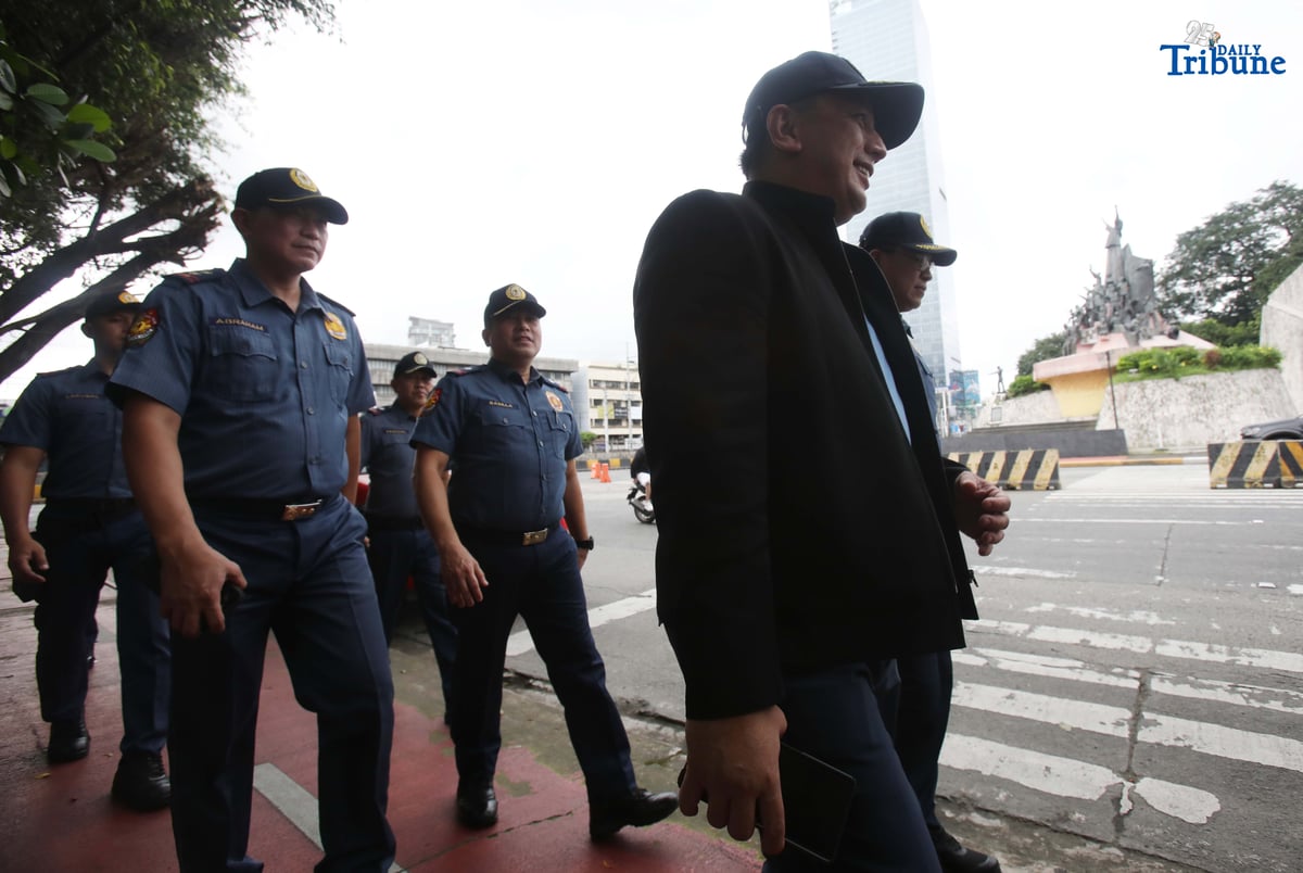 On Saturday September 20 2025, Officials from Quezon City Police District QCPD conduct a walk through at Edsa People Power Monument in preparation for the anti corruption rally on September 21 2025.