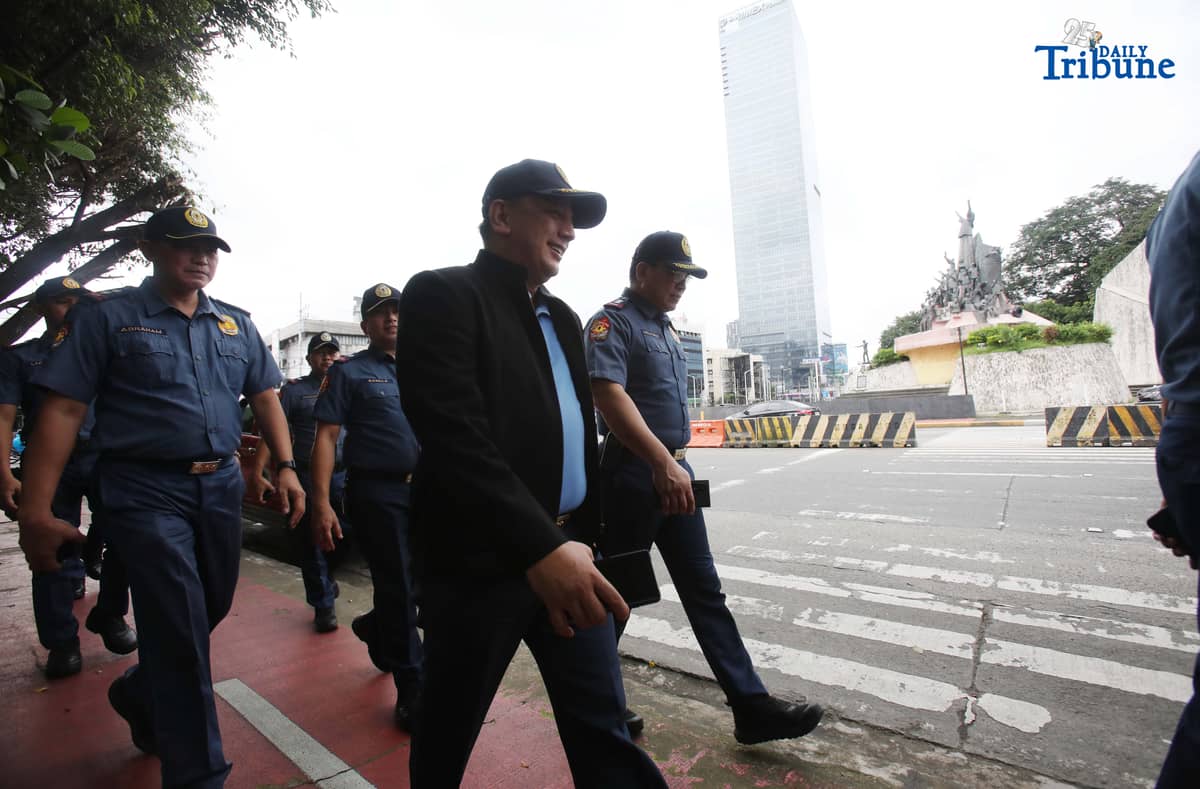 On Saturday September 20 2025, Officials from Quezon City Police District QCPD conduct a walk through at Edsa People Power Monument in preparation for the anti corruption rally on September 21 2025.