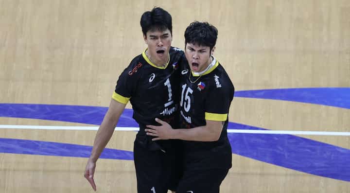 MARCK Espejo (right) and Bryan Bagunas vow to keep Alas Pilipinas’ momentum going as they eye a podium finish in the SEA Games in Thailand in December.