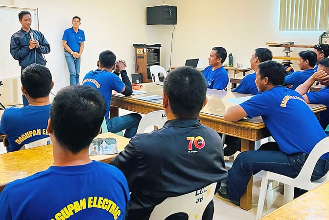 Sharing knowledge. Meralco, through MPA, provides lineman training programs to electric cooperatives. Seen in the photo is a training program led by MPA for Dagupan Electric Corporation.