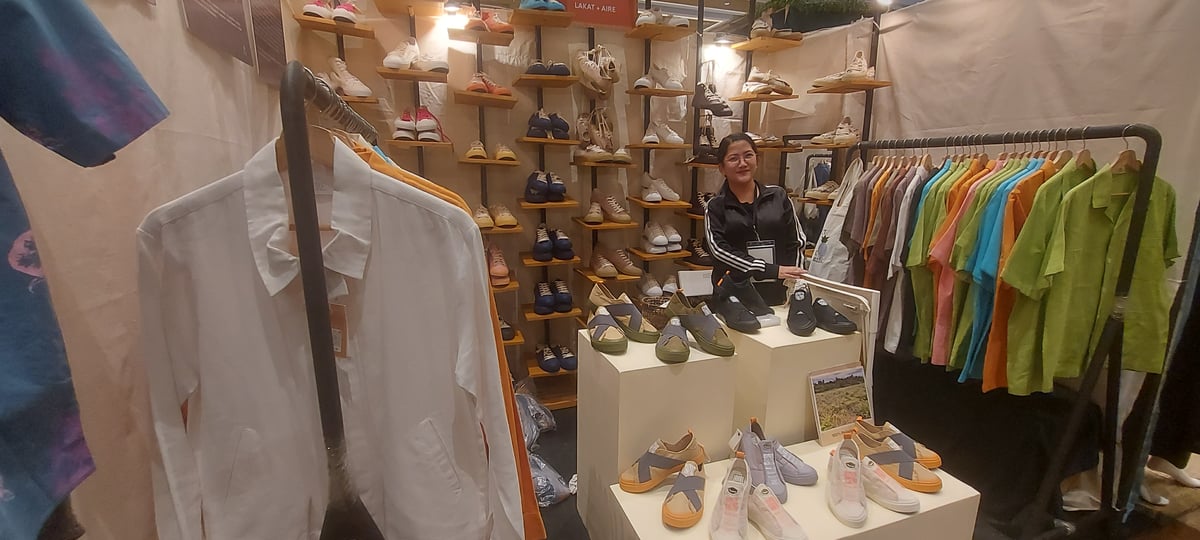 Clothes and sneakers made from discarded pineapple plant parts.