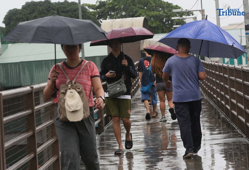 Commuters in the rain