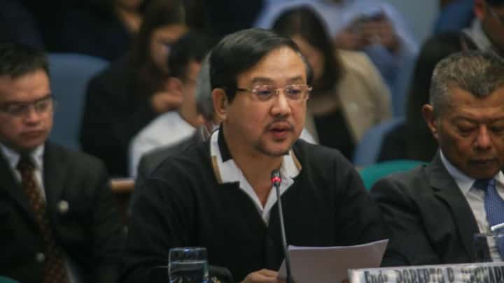 Former DPWH undersecretary Roberto Bernardo name-drops senators, undersecretaries, and other personalities as he appears before the Senate Blue Ribbon Committee hearing on flood control projects on 25 September 2025.