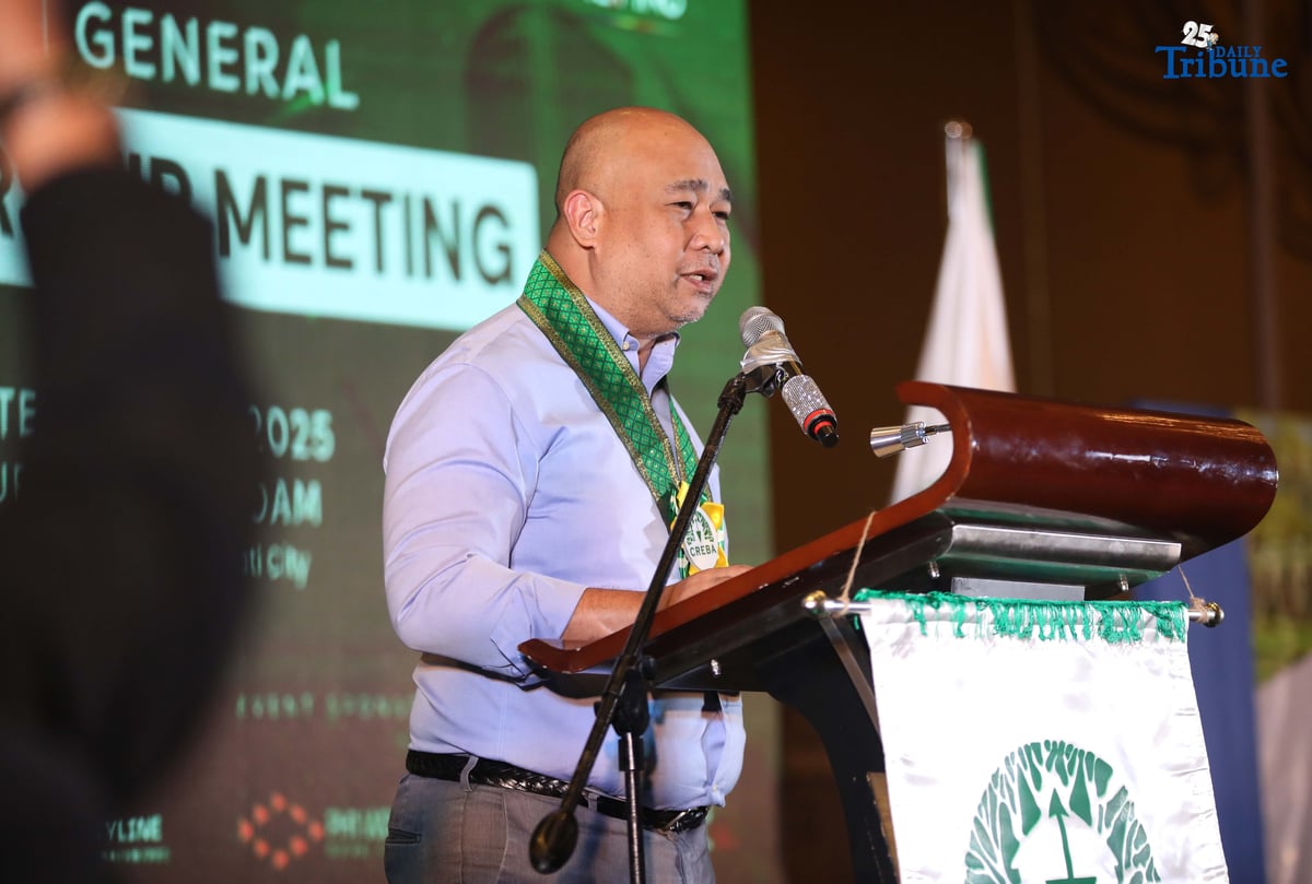 Land Registration Authority Administrator Gerardo Sirios speaks before members of the Chamber of Real Estate and Builders’ Associations, Inc. (CREBA) during its 6th general membership meeting in Quezon City. The group also passed a resolution supporting the leadership of DPWH Secretary Vince Dizon in promoting quality infrastructure for Filipinos amid recent controversies on flood control projects involving former and dismissed officials.