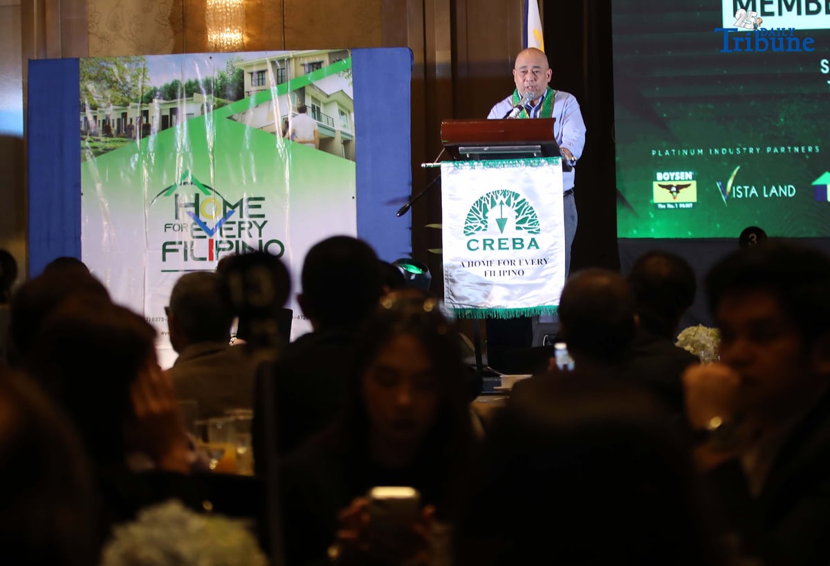 Land Registration Authority Administrator Gerardo Sirios speaks before members of the Chamber of Real Estate and Builders’ Associations, Inc. (CREBA) during its 6th general membership meeting in Quezon City. The group also passed a resolution supporting the leadership of DPWH Secretary Vince Dizon in promoting quality infrastructure for Filipinos amid recent controversies on flood control projects involving former and dismissed officials.