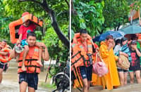 THE Coast Guard District Southern Visayas deploys its Deployable Response Group Team 1 to Barangay Banago, Bacolod City on Friday following flooding caused by tropical storm #OpongPH.
