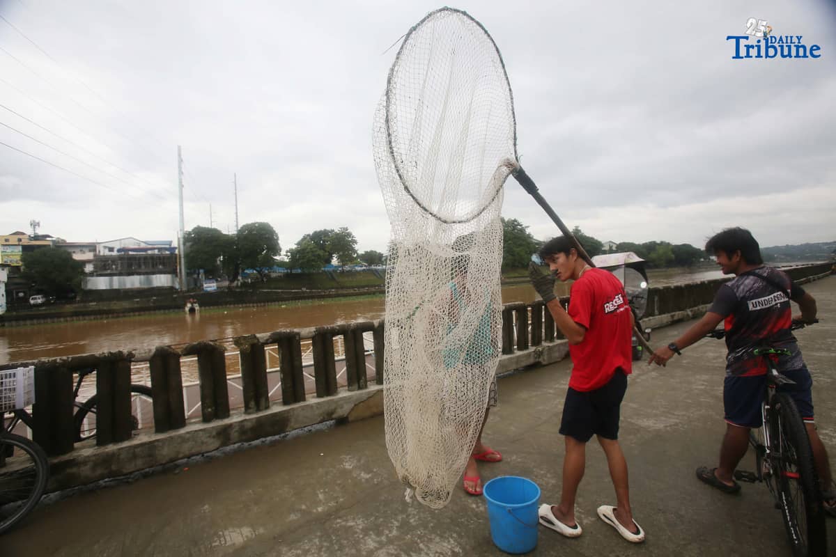 People were seen fishing along the Marikina River at Marikina River Park on Friday, September 26, 2025, as Typhoon Opong weakened into a severe tropical storm.
Opong, previously classified as a typhoon, was downgraded by PAGASA, which warned the public to remain on alert for possible hazards, including floods, landslides, and storm surges.