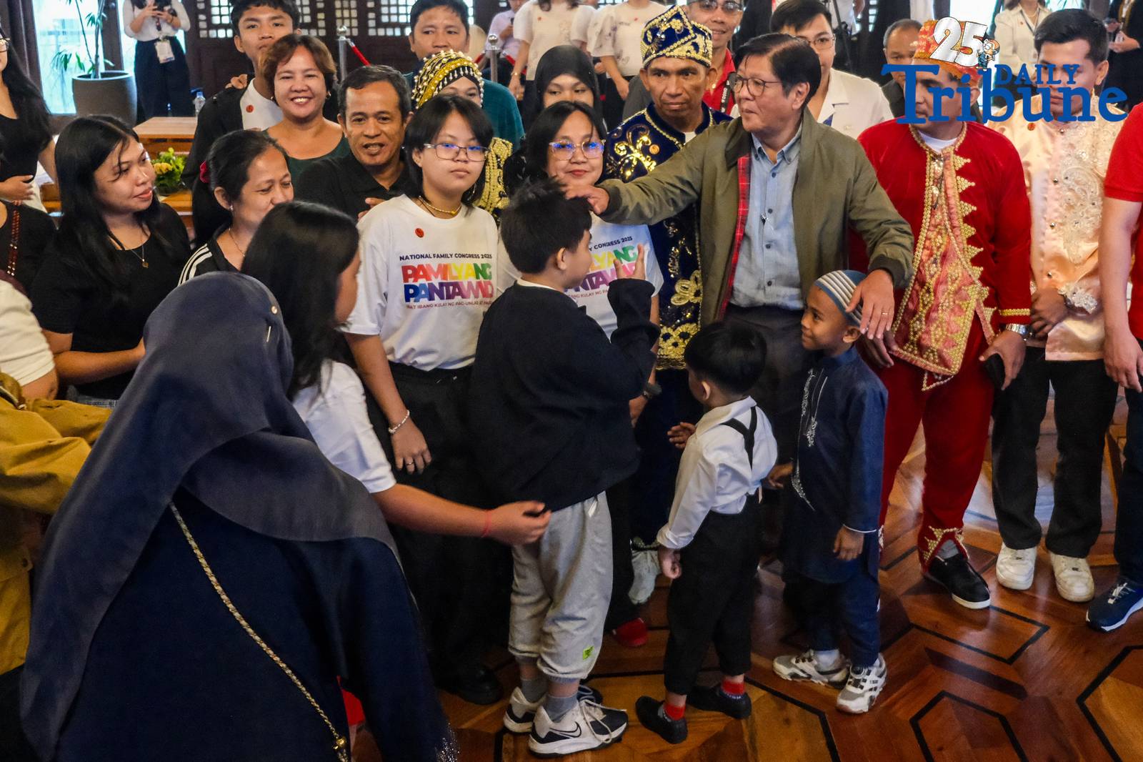 President Ferdinand R. Marcos Jr. kisses the crown of a child from a Pantawid Pamilyang Pilipino Program (4Ps) family during the Kumustahan Ng Pamilyang Matatag event at Kalayaan Hall, Malacañang Palace on Sept. 26, 2025. 

Marcos announced the reallocation of nearly ₱36 billion from DPWH flood control funds to the Department of Social Welfare and Development to support programs like Assistance to Individuals in Crisis Situations (AICS) and the Sustainable Livelihood Program (SLP). The event also honored 18 exemplary 4Ps families in celebration of National Family Week.