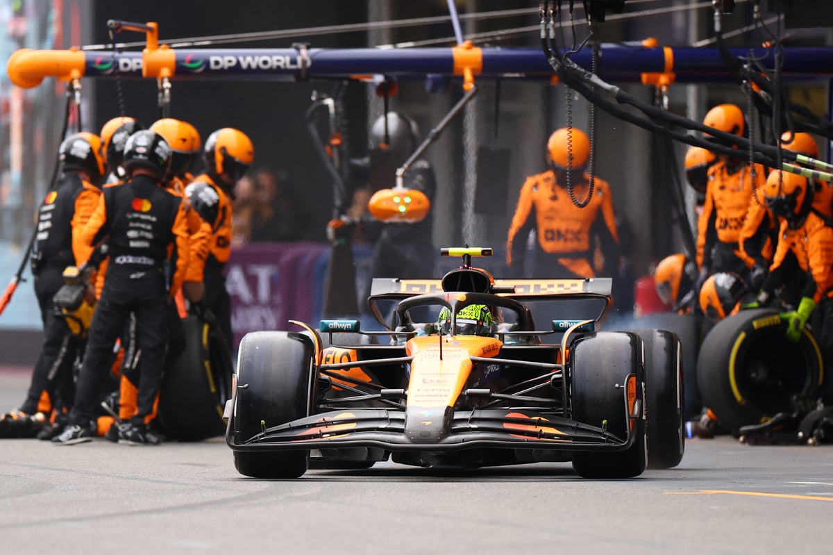 MCLAREN’S British driver Lando Norris drives after a pit stop at the Baku City Circuit.