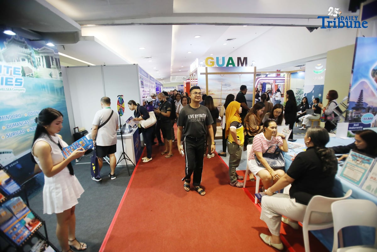 Guests arrive at the three-day Global Travel Expo at SM Megamall in Mandaluyong City on Saturday, September 27, 2025. The event coincides with World Tourism Day, celebrated annually to highlight the vital role of tourism in shaping social, cultural, and political values worldwide.