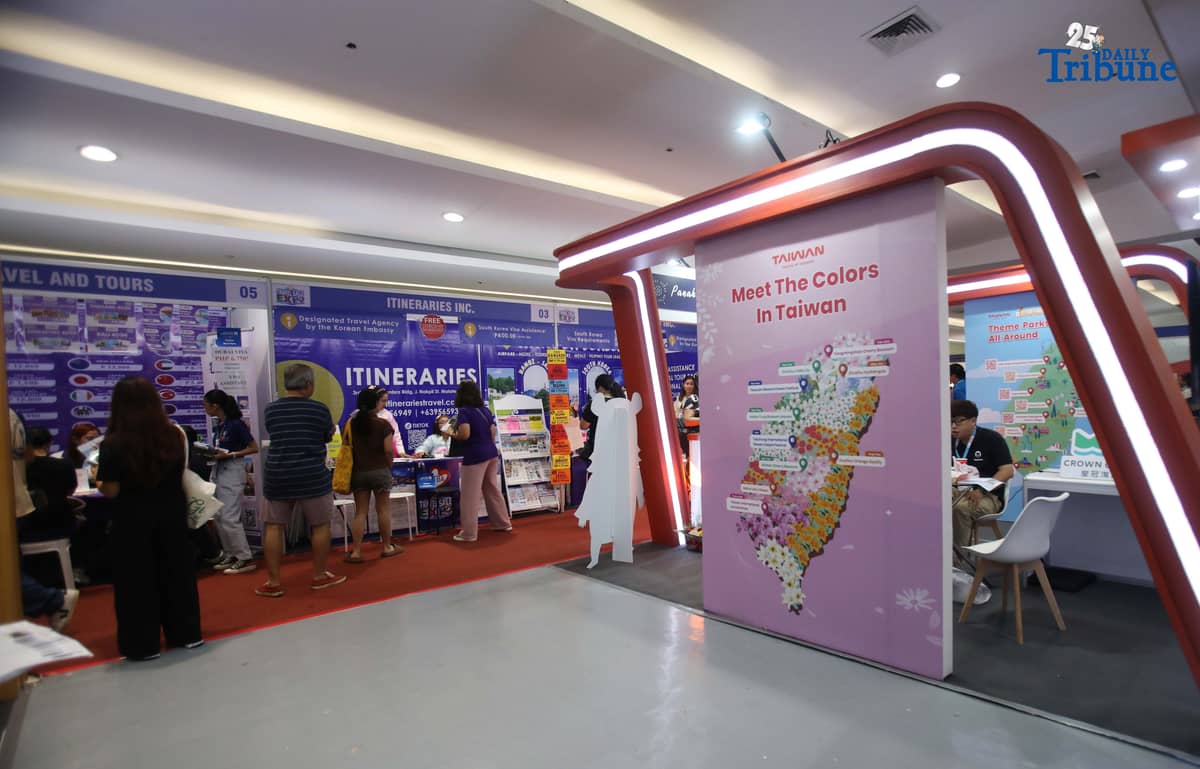 Guests arrive at the three-day Global Travel Expo at SM Megamall in Mandaluyong City on Saturday, September 27, 2025. The event coincides with World Tourism Day, celebrated annually to highlight the vital role of tourism in shaping social, cultural, and political values worldwide.