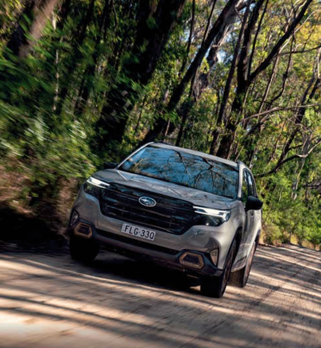 THE Forester e-Boxer Hybrid takes on forest roads with Symmetrical AWD confidence.