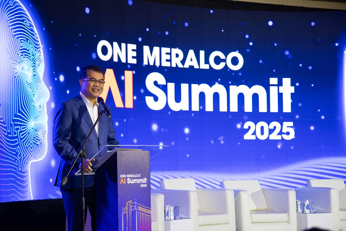 Meralco Executive Vice President and Chief Operating Officer Ronnie L. Aperocho, during the AI Summit, enjoins One Meralco employees in exploring and harnessing AI in shaping the future of the energy sector.